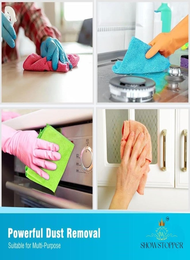 Showstopper Microfiber Cleaning Cloth | 6 Pack | Kitchen Cleaning Cloths and Wipes | Dusting Cloth for Home Cleaning | 30X30CM | 6 Color Assorted (Blue/Parrot Green/Sky Blue/Yellow/Orange/Pink) - Image 5